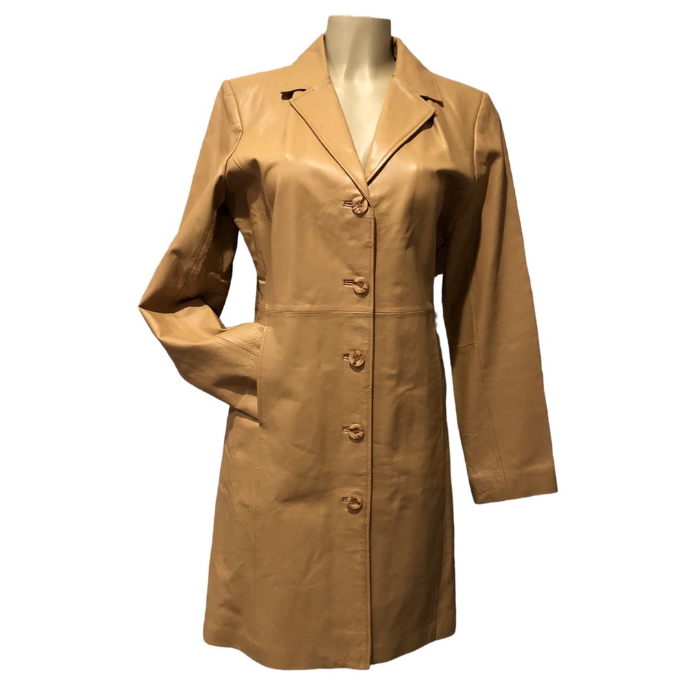 NWOT Metrostyle Genuine Leather Coat Long Blazer Size 8 Tall